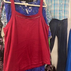 Dress Barn Red Straight Neck with Beading